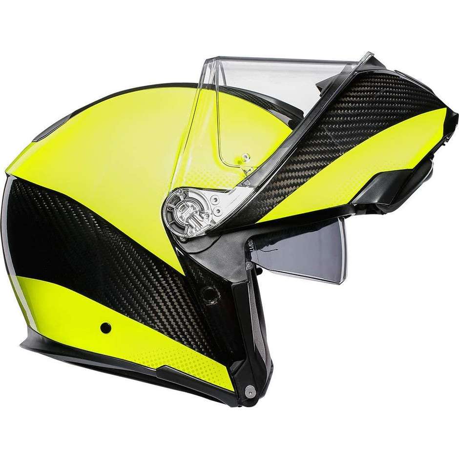 Helm Moto Modulcarbon AGV Sportmodular Multi Kohlenstoff gelb fluoreszierend