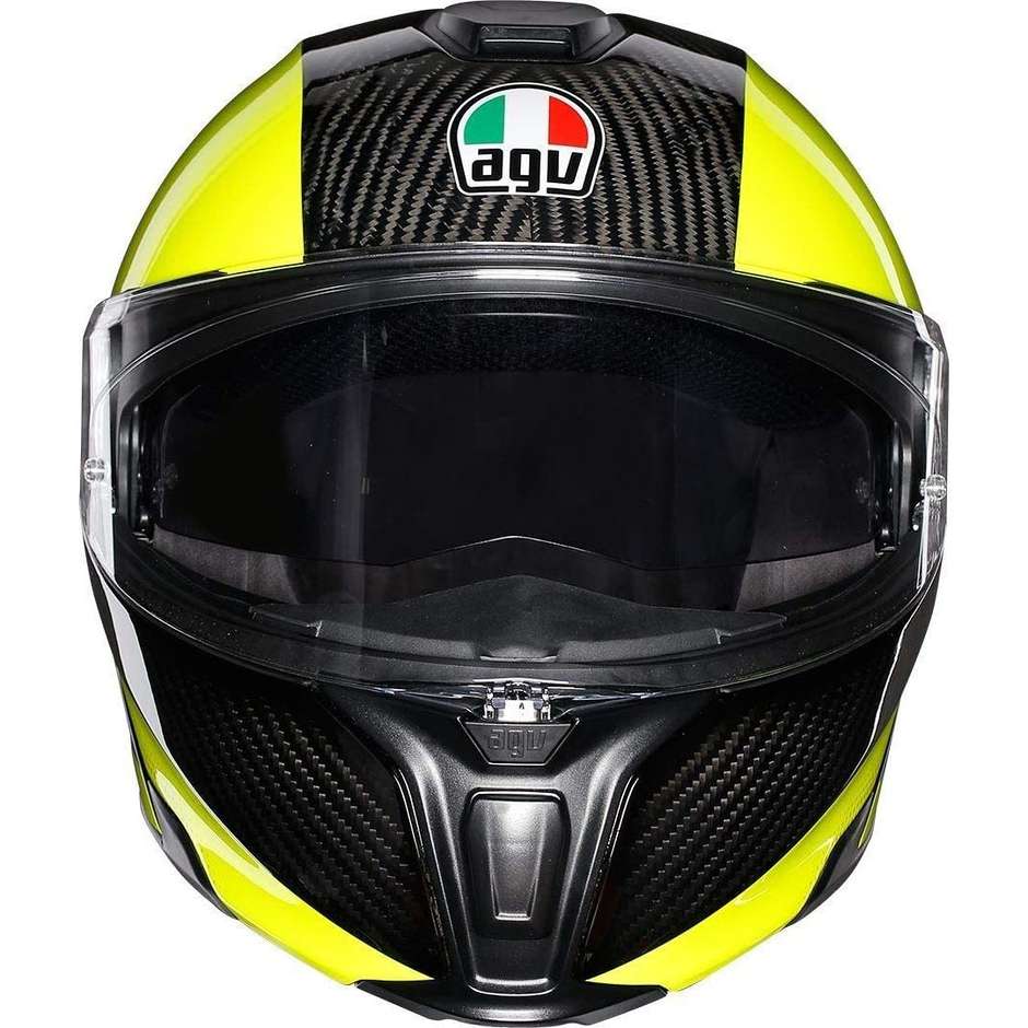 Helm Moto Modulcarbon AGV Sportmodular Multi Kohlenstoff gelb fluoreszierend