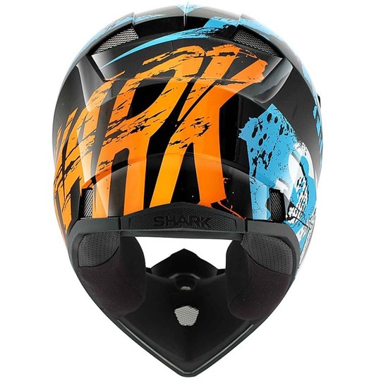 Helm Motocross Enduro Shark SX2 FREAK Schwarz Orange Blau
