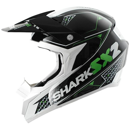 Helm Motocross Enduro Shark SX2 kamaboko Schwarz Grün Weiß