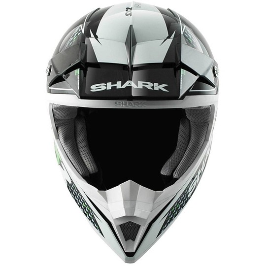 Helm Motocross Enduro Shark SX2 kamaboko Schwarz Grün Weiß