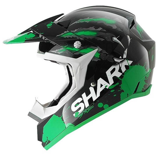 Helm Motocross Enduro Shark SX2 PREDATOR-Schwarz-Grün