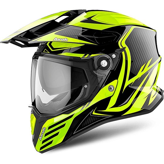 Helm ON-OFF Motorrad Touring Integralhelm COMMANDER Carbon Gelb Glossy