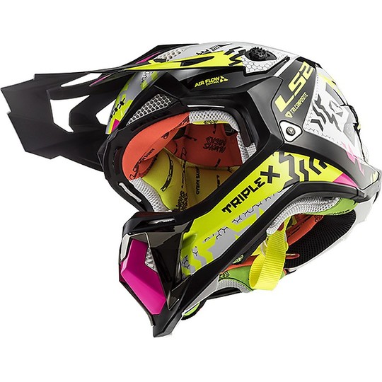 Helmet Cross Enduro LS2 MX 470 Subvert Triplex Black Pink Yellow