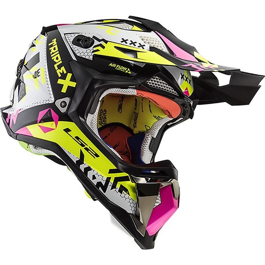Helmet Cross Enduro LS2 MX 470 Subvert Triplex Black Pink Yellow