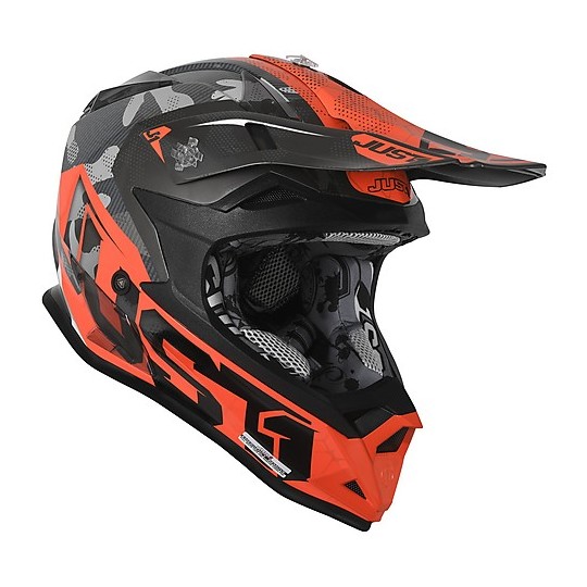 Helmet Cross Motorcycle Enduro Just1 J32 Pro SWAT Camo Orange Fluo Polished