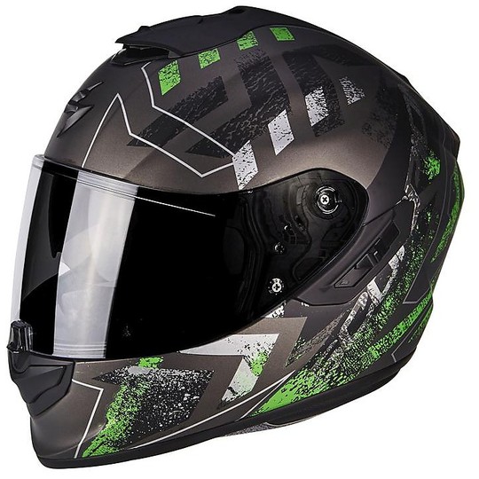 Helmet Integral Scorpion Exo-1400 Air Picta Matt Silver Green For Sale ...