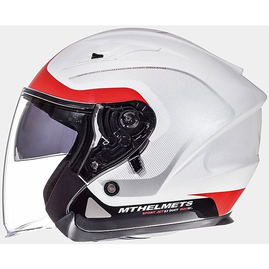 Helmet Jet Helmet MT Helmets Avenue SV Crossroad White Red Shiny
