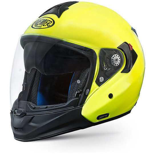 Helmet Jet / Integralo Premier JT4 Allroad Chin Detachable Yellow Fluo