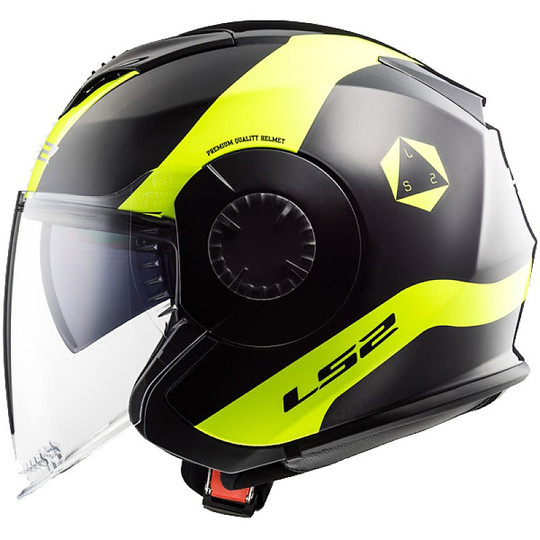 Helmet Jet Ls2 OF570 Verso Technik Double Yellow Fluo Visor