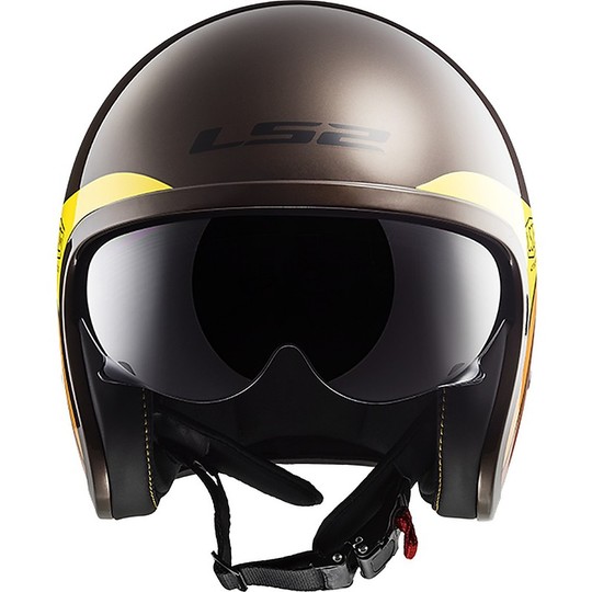 Helmet LS2 Moto Jet OF599 SPITFIRE Brown White Sunrise