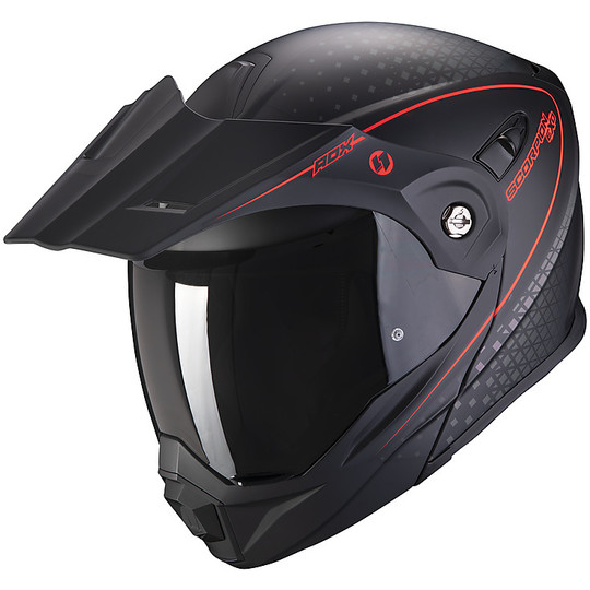 Helmet Modular Adventure Adventure Scorpion ADX-1 HORIZON Black Opaque Red