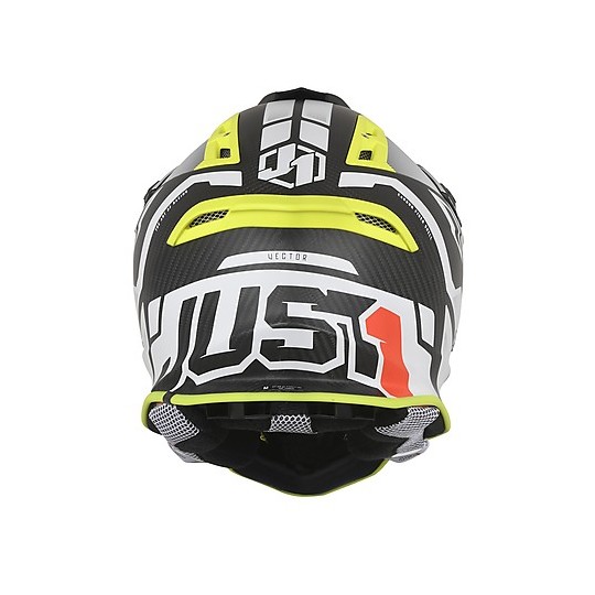 Helmet Moto Cross Enduro Carbon Just1 J12 VECTOR White Yellow Fluo Carbon Matt