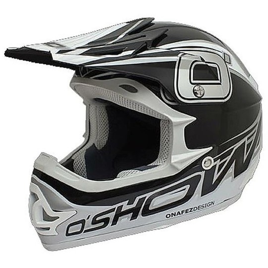 Helmet Moto Cross Enduro O'Show Evolution Black-Silver Fiber Lightweight