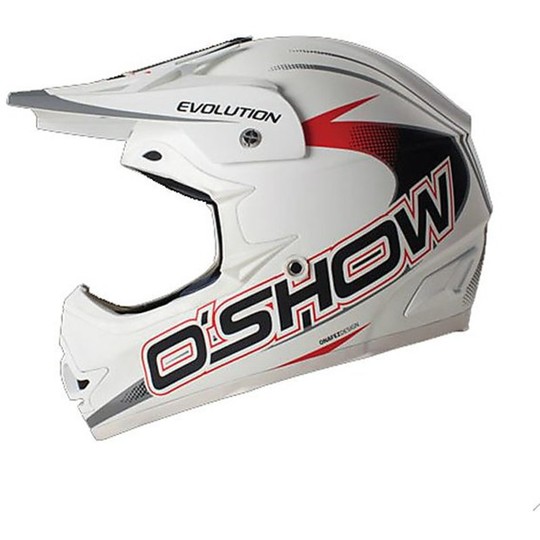 Helmet Moto Cross Enduro O'Show Evolution Matt White Fiber Lightweight