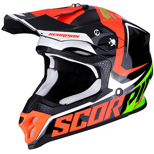 Helmet Moto Cross Enduro Scorpion VX-16 ERNEE Black Red Green