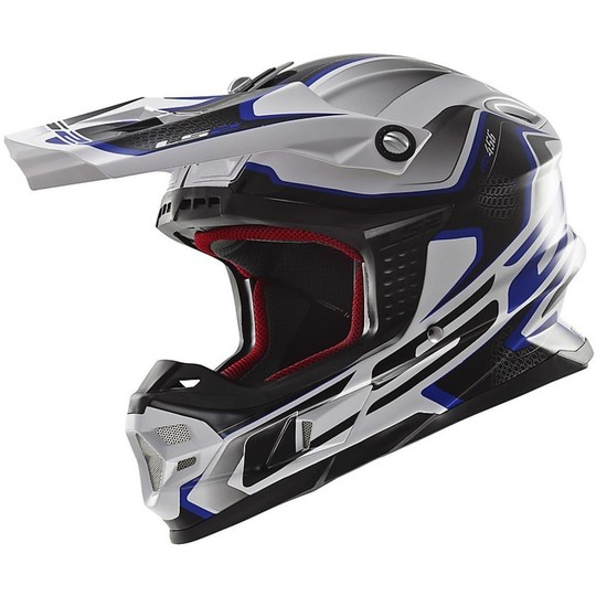 Helmet Moto Cross LS2 MX456 Fiber Light Compass White / Blue