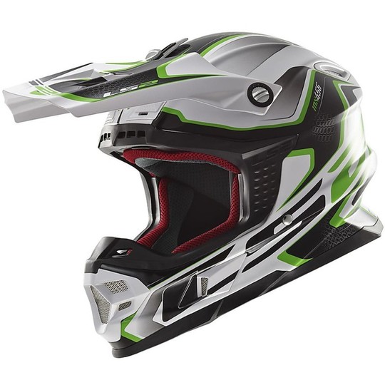 Helmet Moto Cross LS2 MX456 Fiber Light Compass White / Green