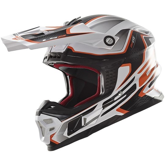 Helmet Moto Cross LS2 MX456 Fiber Light Compass White / Orange
