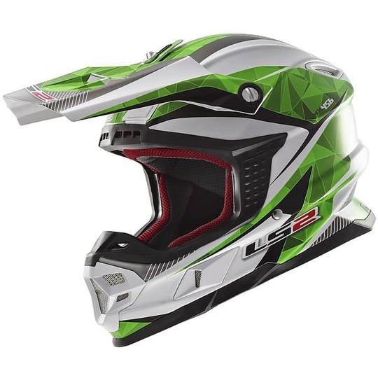 Helmet Moto Cross LS2 MX456 Fiber Light Quartz White / Green