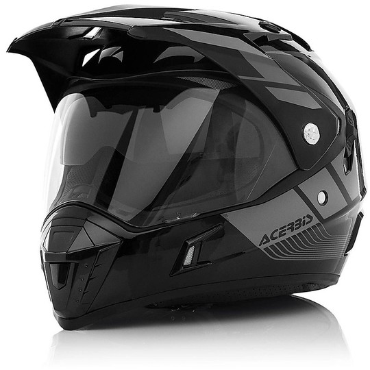 Helmet Moto Integral Active Acerbis Dual Road Graffix Black Gray