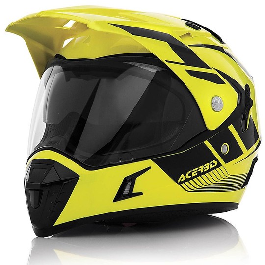 Helmet Moto Integral Active Acerbis Dual Road Graffix Yellow Fluo Black