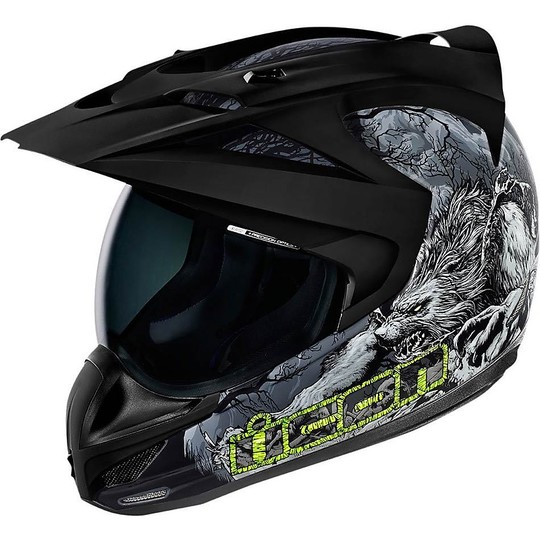 Helmet Moto Integral All Road ICON Variant Raiden Thriller Black