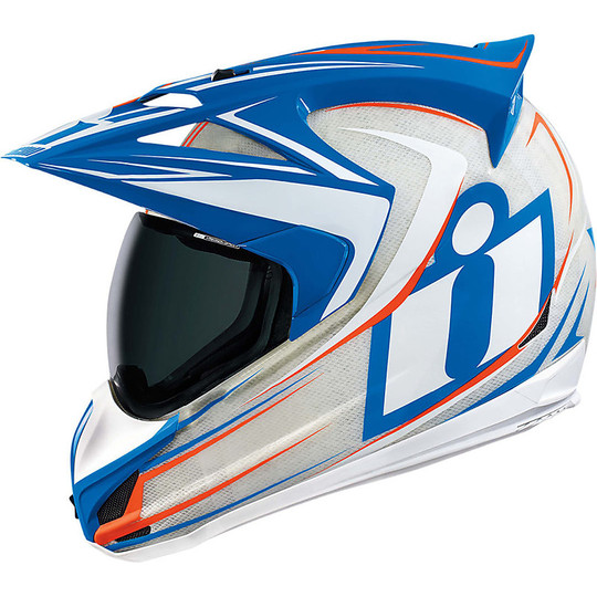 Helmet Moto Integral All Road ICON Variant Raiden White Blue