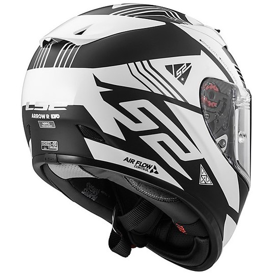 Helmet Moto Integral Carbon LS2 FF323 Arrow R Evo Neon Black Gloss White