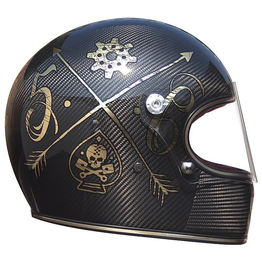 Helmet Moto Integral Carbon Premier Trophy Style 70s NX GOLD CHROMED