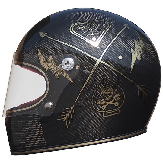 Helmet Moto Integral Carbon Premier Trophy Style 70s NX GOLD CHROMED