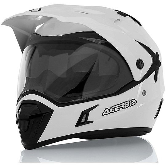 Helmet Moto Integral Dual Road Acerbis Double Visor Active White