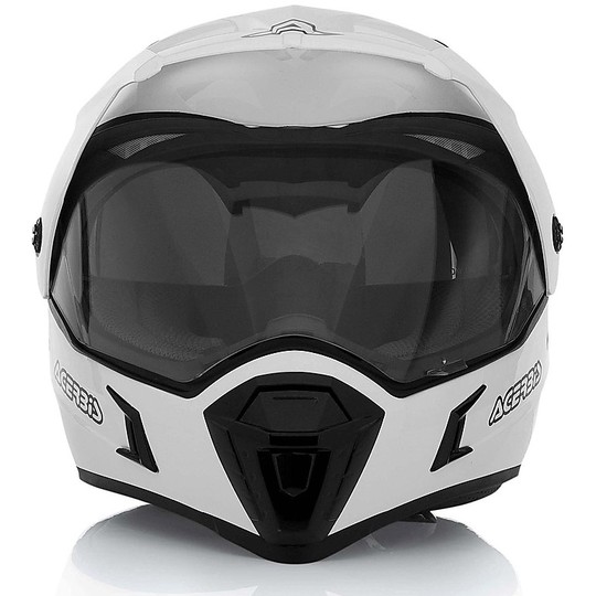Helmet Moto Integral Dual Road Acerbis Double Visor Active White
