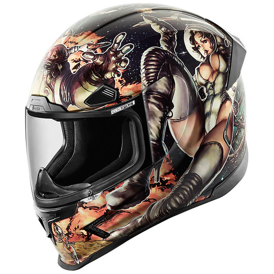 Helmet Moto Integral Fiber ICON Airframe Pleasuredome pro 2 Black