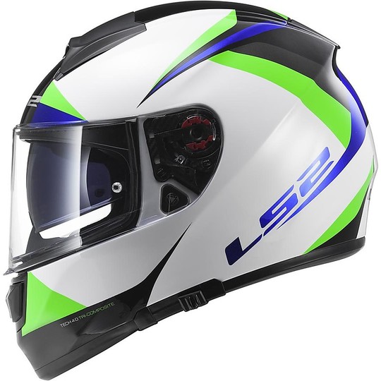 Helmet Moto Integral Fiber LS2 FF397 Vector Labyrinth White / Green