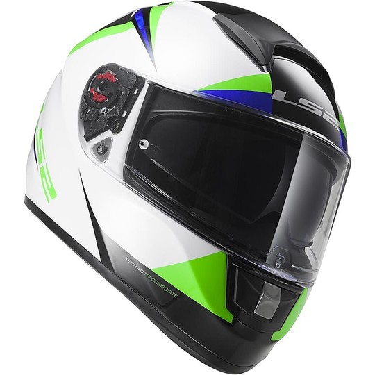 Helmet Moto Integral Fiber LS2 FF397 Vector Labyrinth White / Green