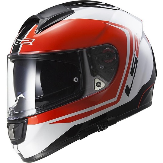 Helmet Moto Integral Fiber LS2 FF397 Vector Wake White / Black / Red
