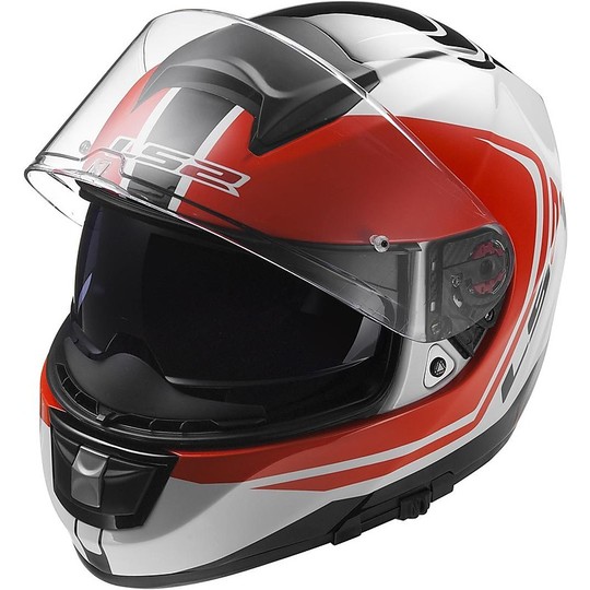 Helmet Moto Integral Fiber LS2 FF397 Vector Wake White / Black / Red