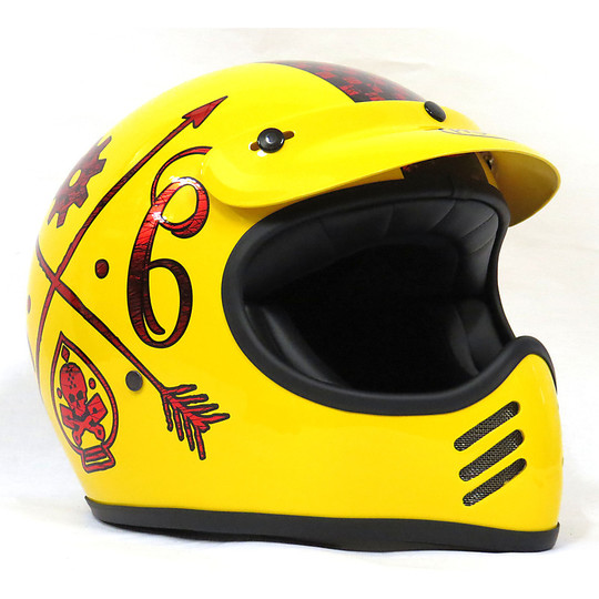 Helmet Moto Integral Premier Trophy MX Style 70's NX Yellow Red