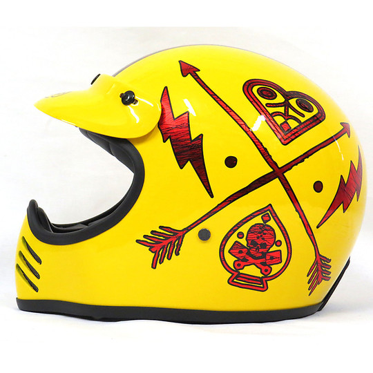 Helmet Moto Integral Premier Trophy MX Style 70's NX Yellow Red