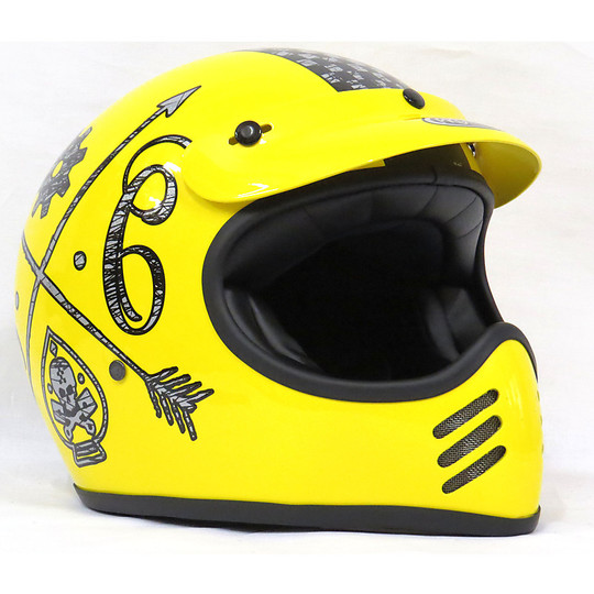Helmet Moto Integral Premier Trophy MX Style 70's NX Yellow