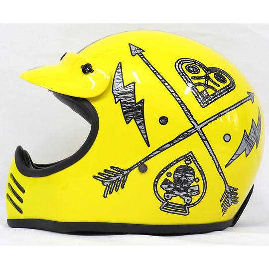 Helmet Moto Integral Premier Trophy MX Style 70's NX Yellow