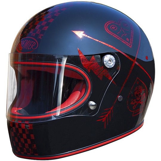 Helmet Moto Integral Premier Trophy Style 70s NX RED CHROMED