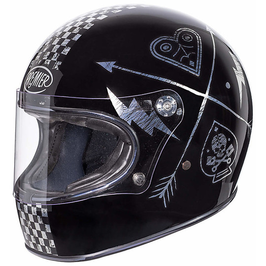 Helmet Moto Integral Premier Trophy Style 70s NX SILVER CHROMED