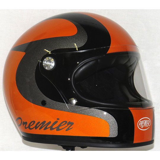 Helmet Moto Integral Premier Trophy Style 70s Super Multi Orange Black