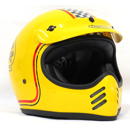Helmet Moto Integral Premier Trophy Style MX 70s 1.12 FL Yellow