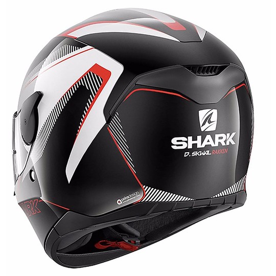 Helmet Moto Integral Shark D-skwal Rakken Black White Red