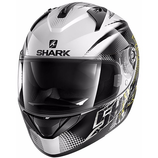 Helmet Moto Integral Shark RIDILL Finks Black White Yellow