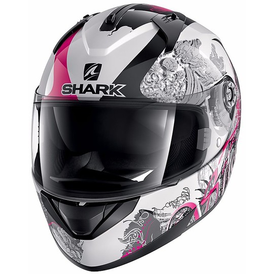 Helmet Moto Integral Shark RIDILL SPRING White Black Fuchsia