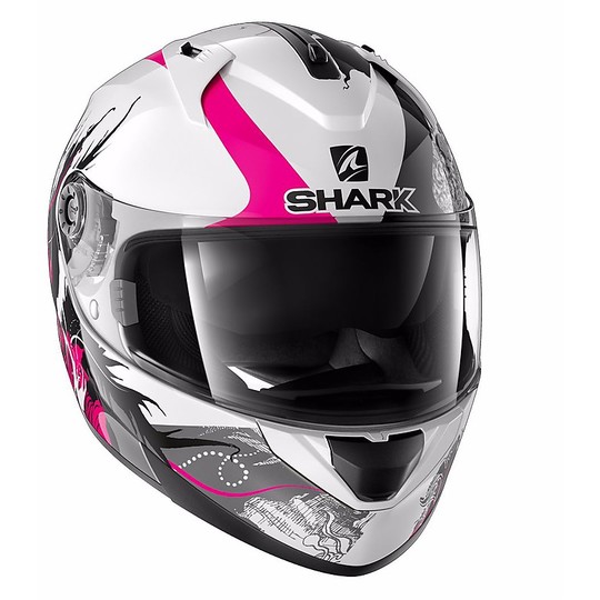 Helmet Moto Integral Shark RIDILL SPRING White Black Fuchsia